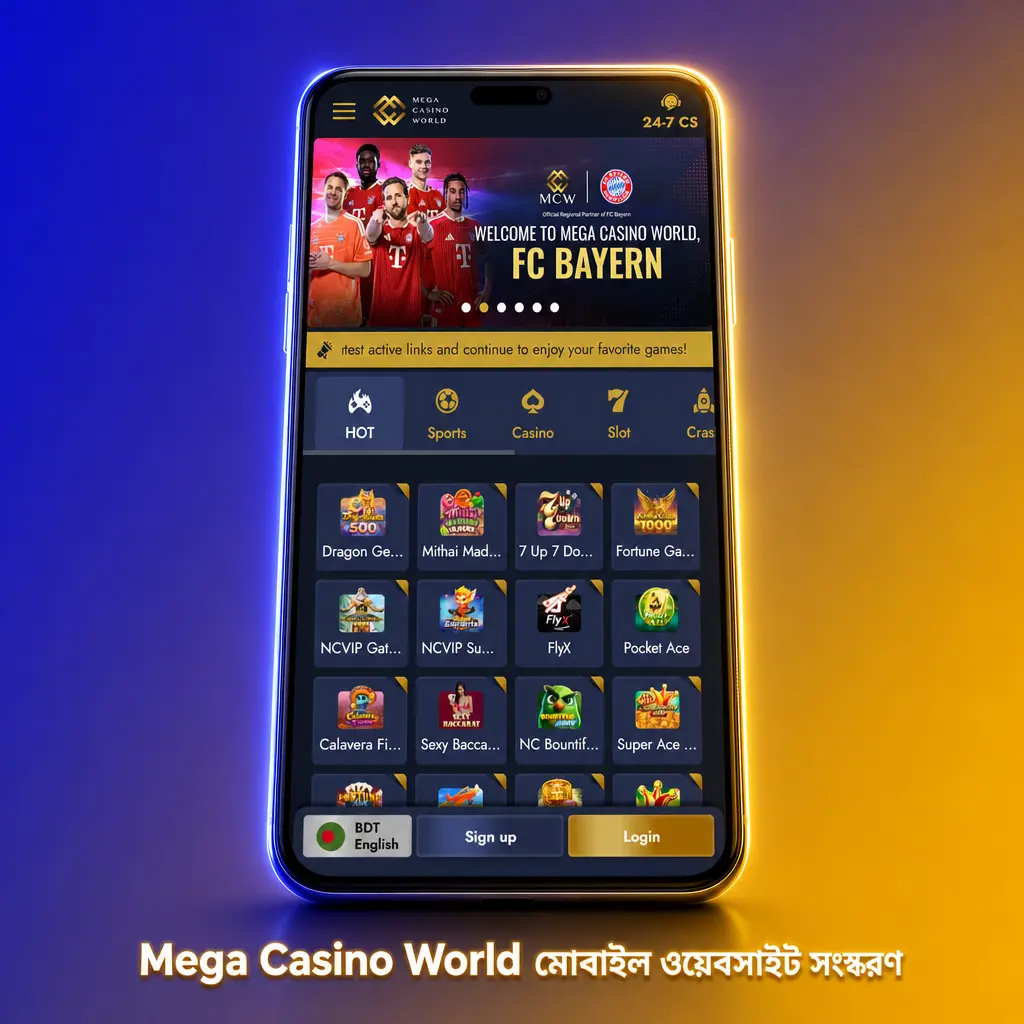 Mega Casino World মোবাইল ওয়েবসাইট সংস্করণ