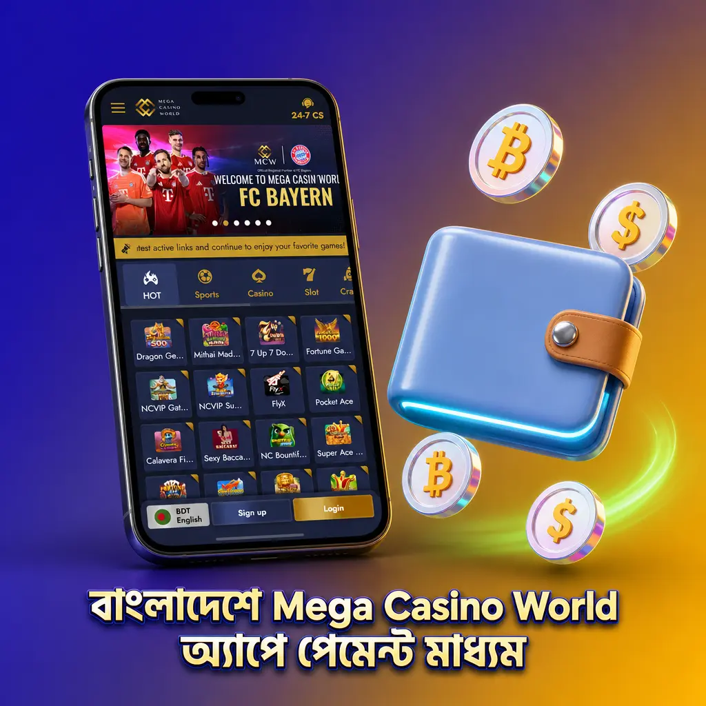 Mega Casino World অ্যাপে বাংলাদেশে উপলব্ধ পেমেন্ট মাধ্যম